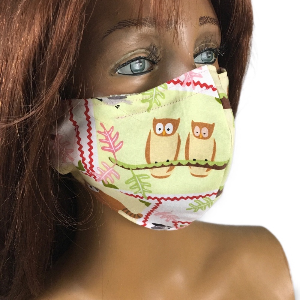 Face Mask Owl Pink Nose Wire Filter Pocket Cotton - Picture 2 of 14